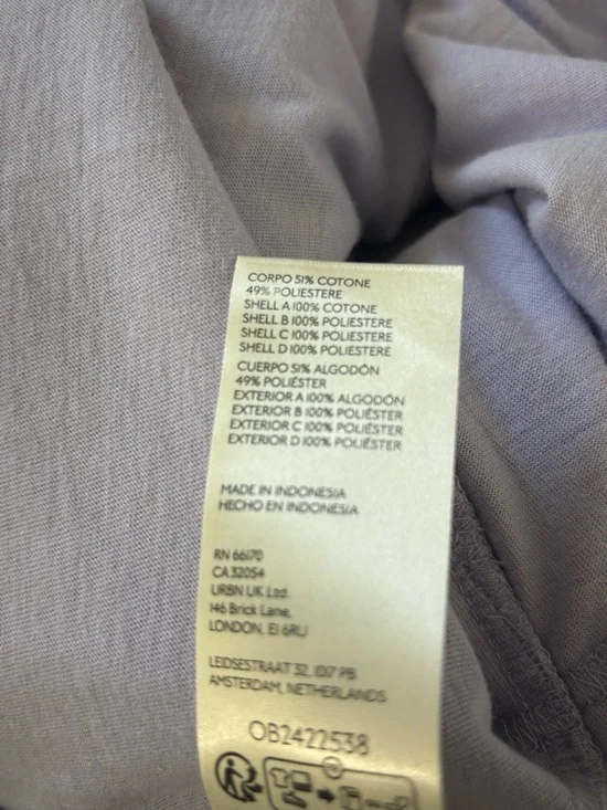 NWT, Maeve Short-Sleeve Smocked Ruffled Sweatshirt Lilac Size Medium - Picture 6 of 7